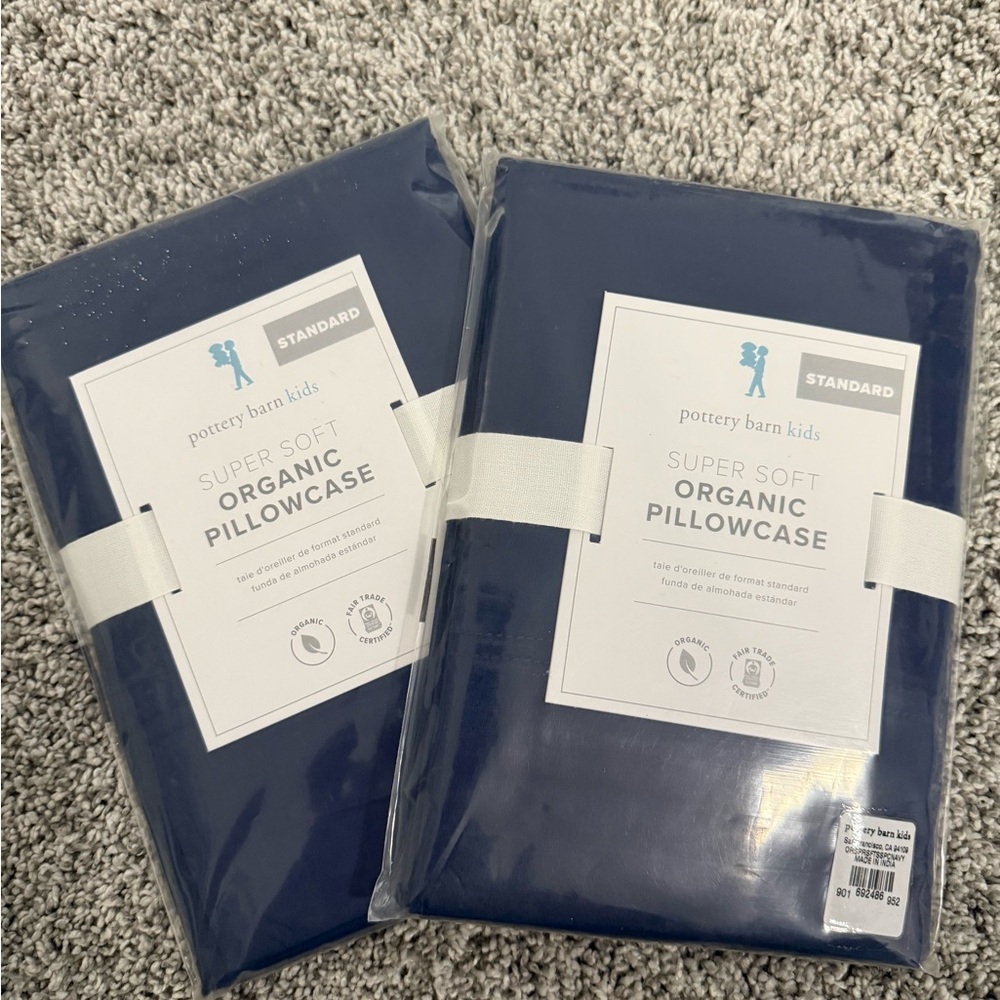 Pottery Barn Kids Navy Organic Pillowcase Set